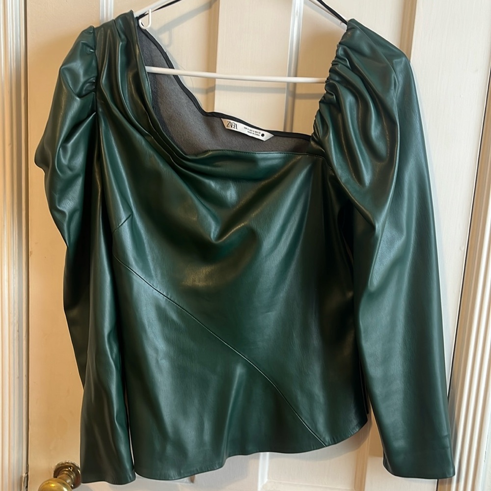Zara off shoulder vegan leather top